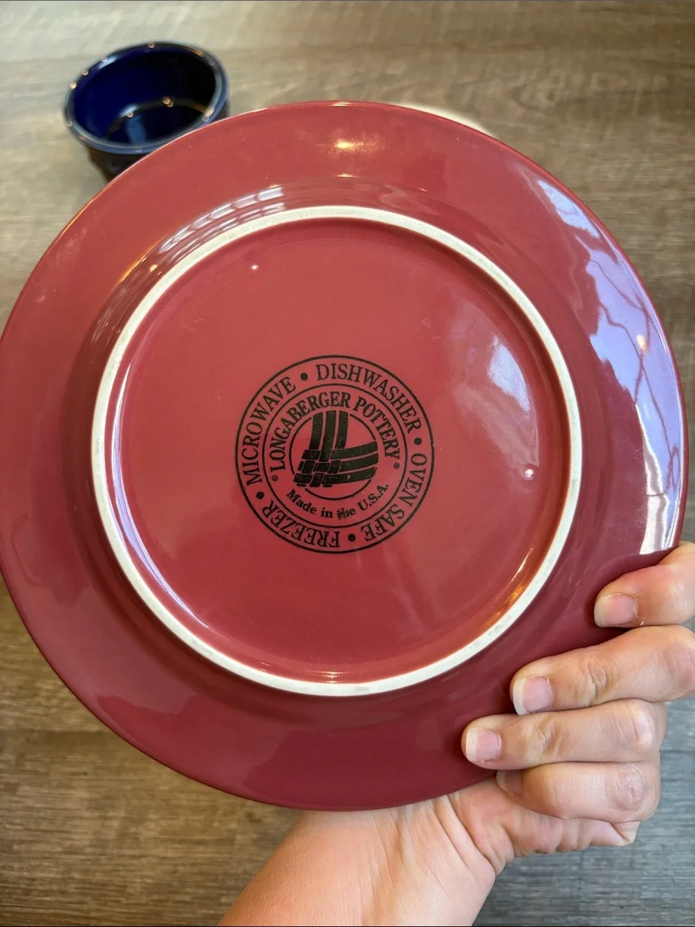 Longaberger Pottery Paprika Lunch Plate Ivory Trivet Blue Star Bowl